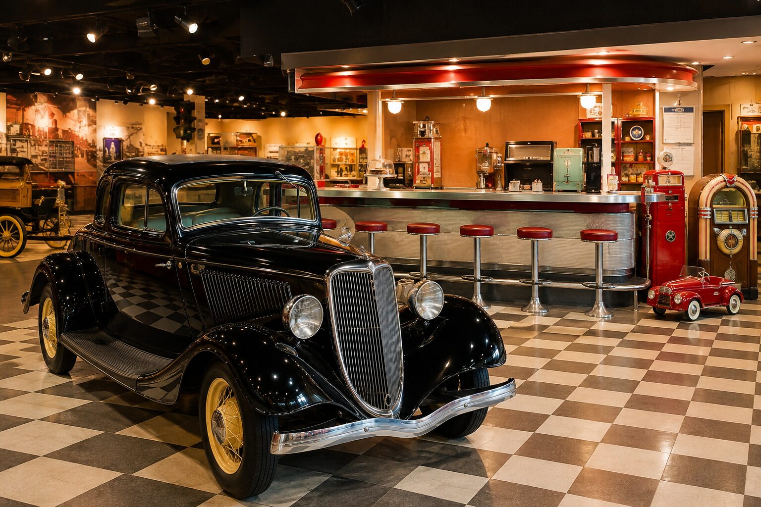 AI placeholder showing vintage exhibits in a history museum