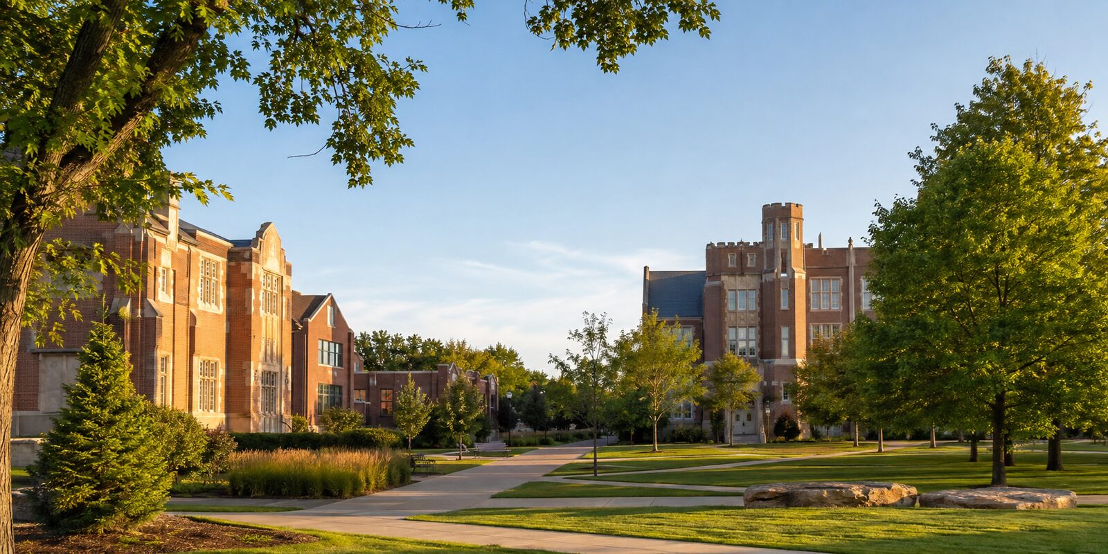 AI placeholder showing a university campus in western Oklahoma